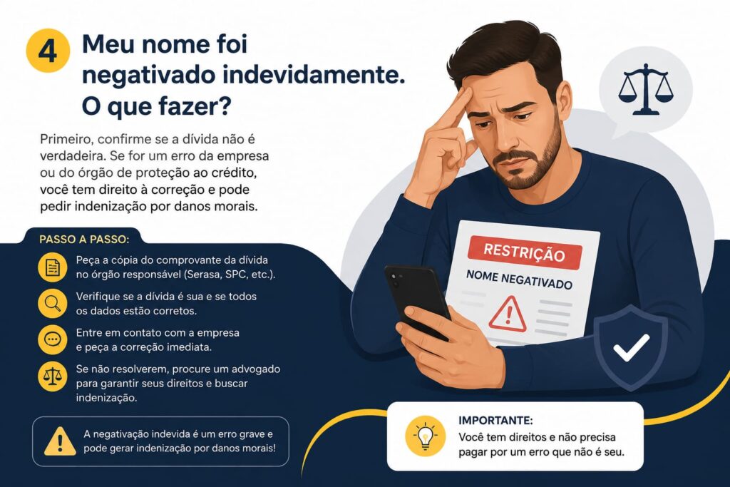 Meu nome foi negativado indevidamente. O que fazer?